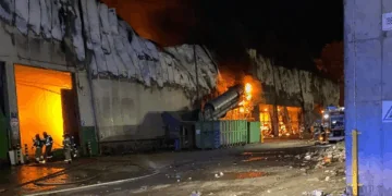 Pożar sortowni śmieci w Elblągu