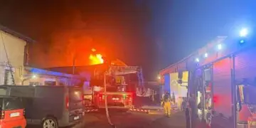 Nocny pożar hali w Stargardzie