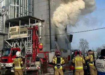 Pożar suszarni zboża w Kostrach-Noskach