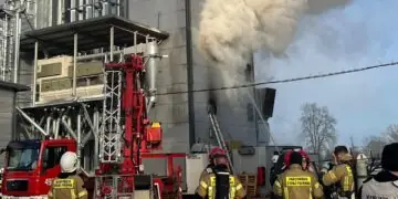 Pożar suszarni zboża w Kostrach-Noskach