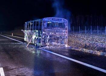 Pożar autobusu na trasie S11