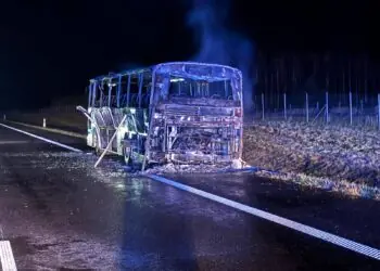 Pożar autobusu na trasie S11