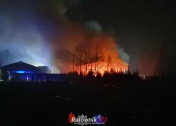 Pożar magazynu ze słomą w Facimiechu