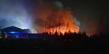 Pożar magazynu ze słomą w Facimiechu