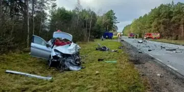 Czołowe zderzenie na drodze krajowej nr 60