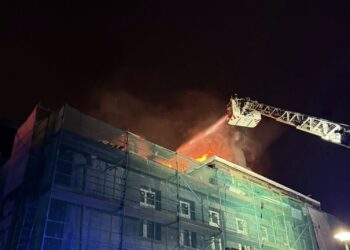 Pożar budynku administracyjnego szpitala w Elblągu