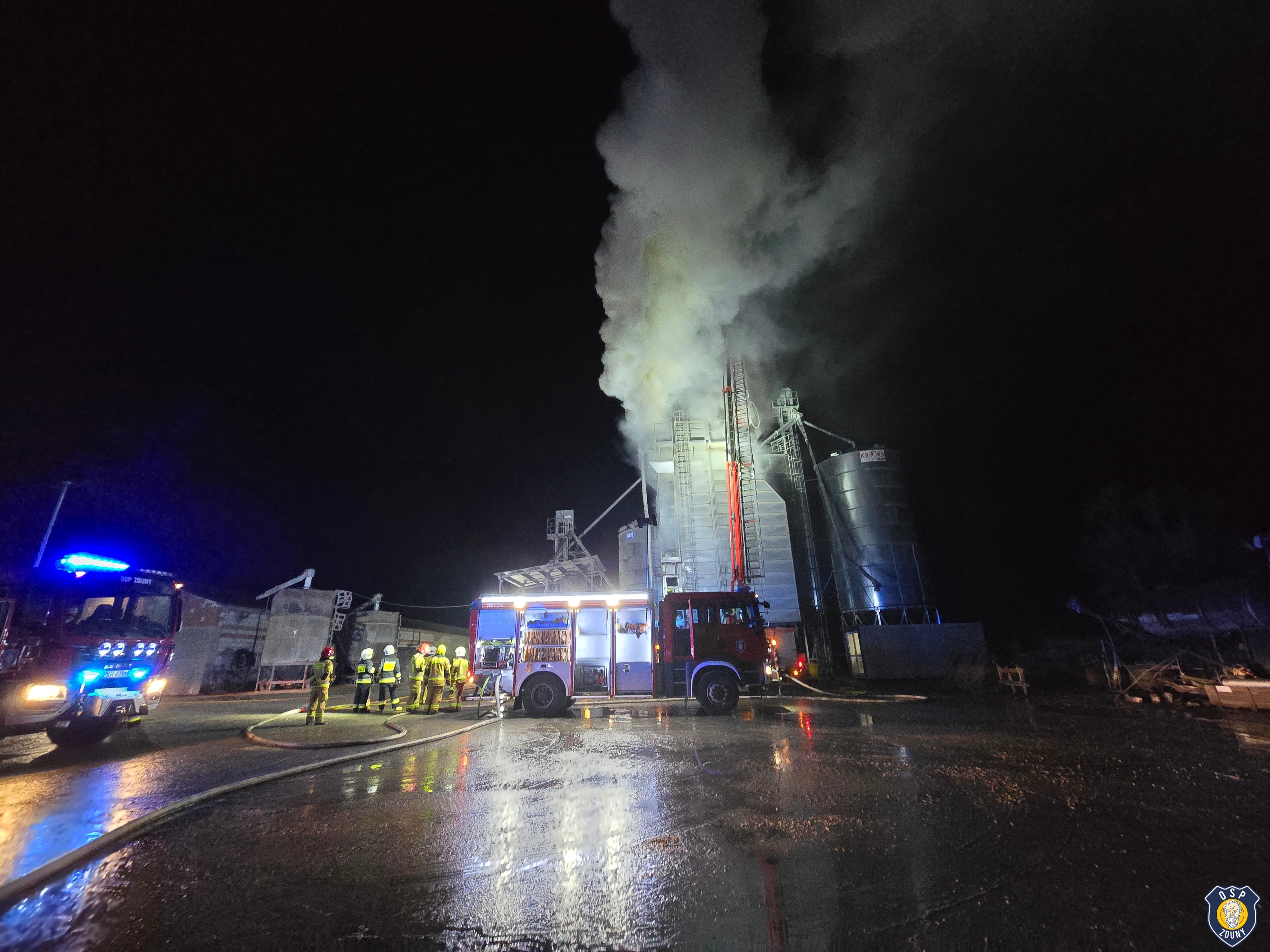 Pożar suszarni do ziarna w miejscowości Zduny