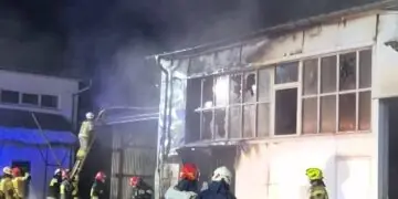 Pożar hali sklepu rolniczego w miejscowości Janówka