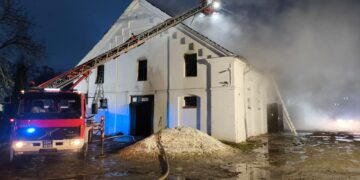 Pożar w stadninie koni w miejscowości Moszna