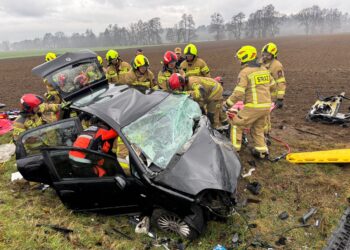 Wypadek na DW409. Wezwano dwa śmigłowce LPR