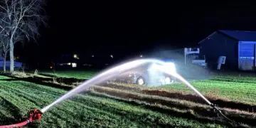 Pożar samochodu z gazami technicznymi