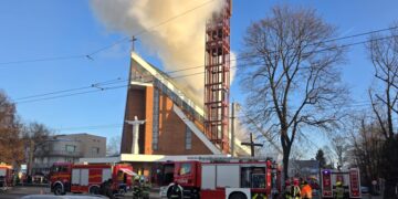 Pożar kościoła w Lublinie. Trwa akcja gaśnicza