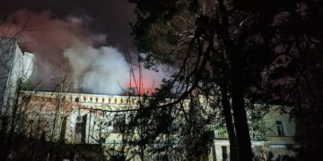 Pożar opuszczonego hotelu w Ciechocinku