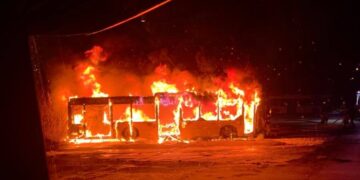 Pożar autobusu na zajezdni w Katowicach