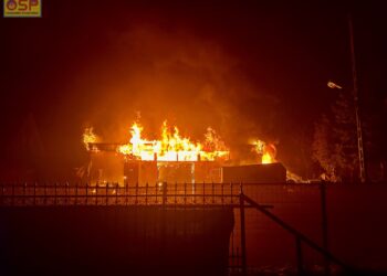Pożar warsztatu w miejscowości Rumianek