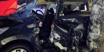 Osobówka roztrzaskała się na drzewie. Nie żyją dwie osoby