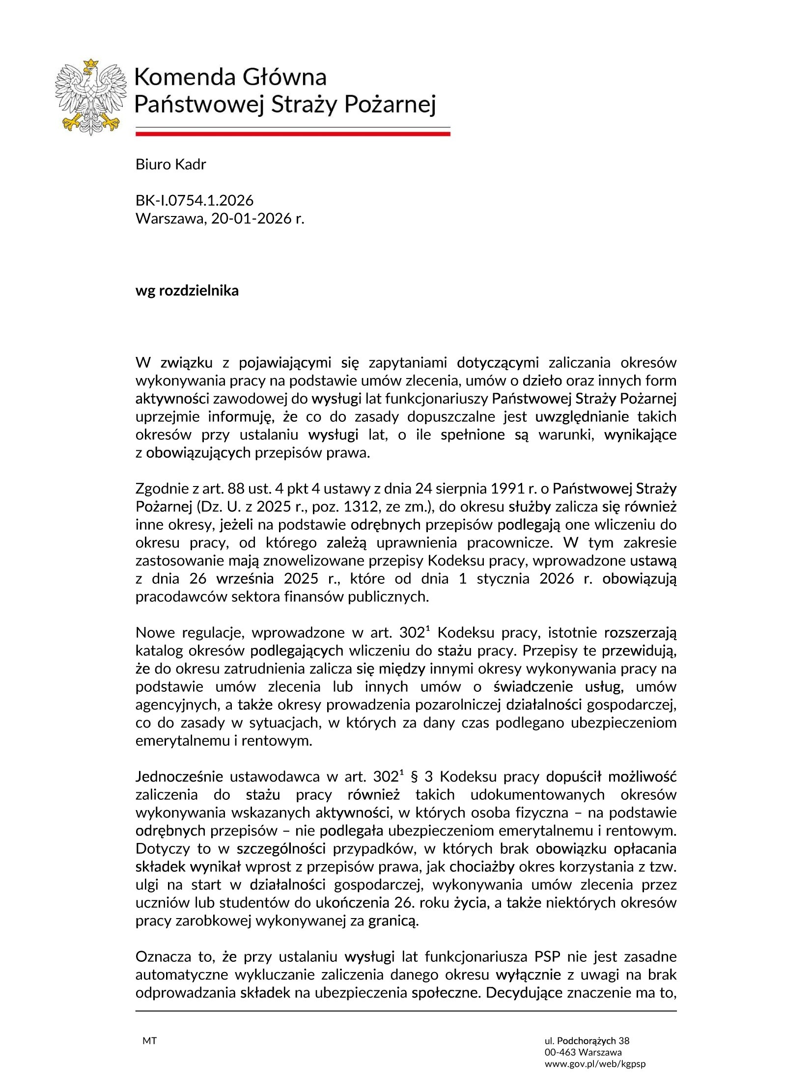 Staż pracy na nowych zasadach. Również dla strażaków PSP