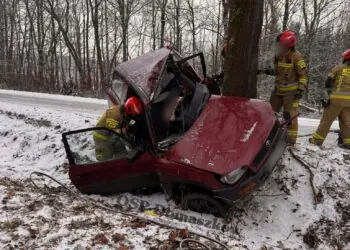 Osobówka roztrzaskała się na drzewie. Tragedia na lokalnej drodze
