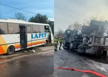 Zderzenie autobusu z cysterną. Są ranni