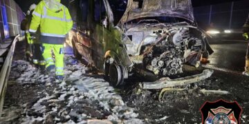 Na autostradzie A4 spłonęła karetka transportowa