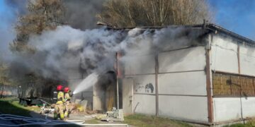 Pożar hali magazynowej przy szpitalu we Wrocławiu