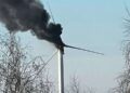 Pożar gondoli turbiny wiatrowej w Kalskiej Woli