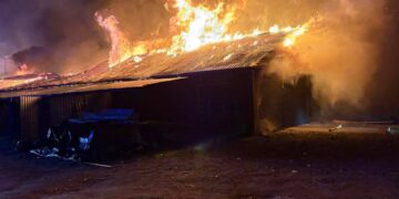 Pożar zakładu stolarskiego w miejscowości Nienadówka