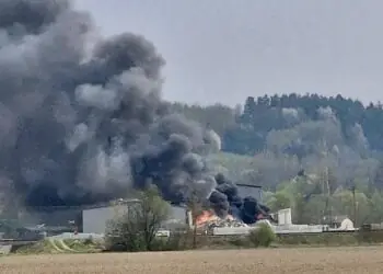 Pożar w sortowni odpadów w Strzyżowie. W akcji ponad 100 strażaków