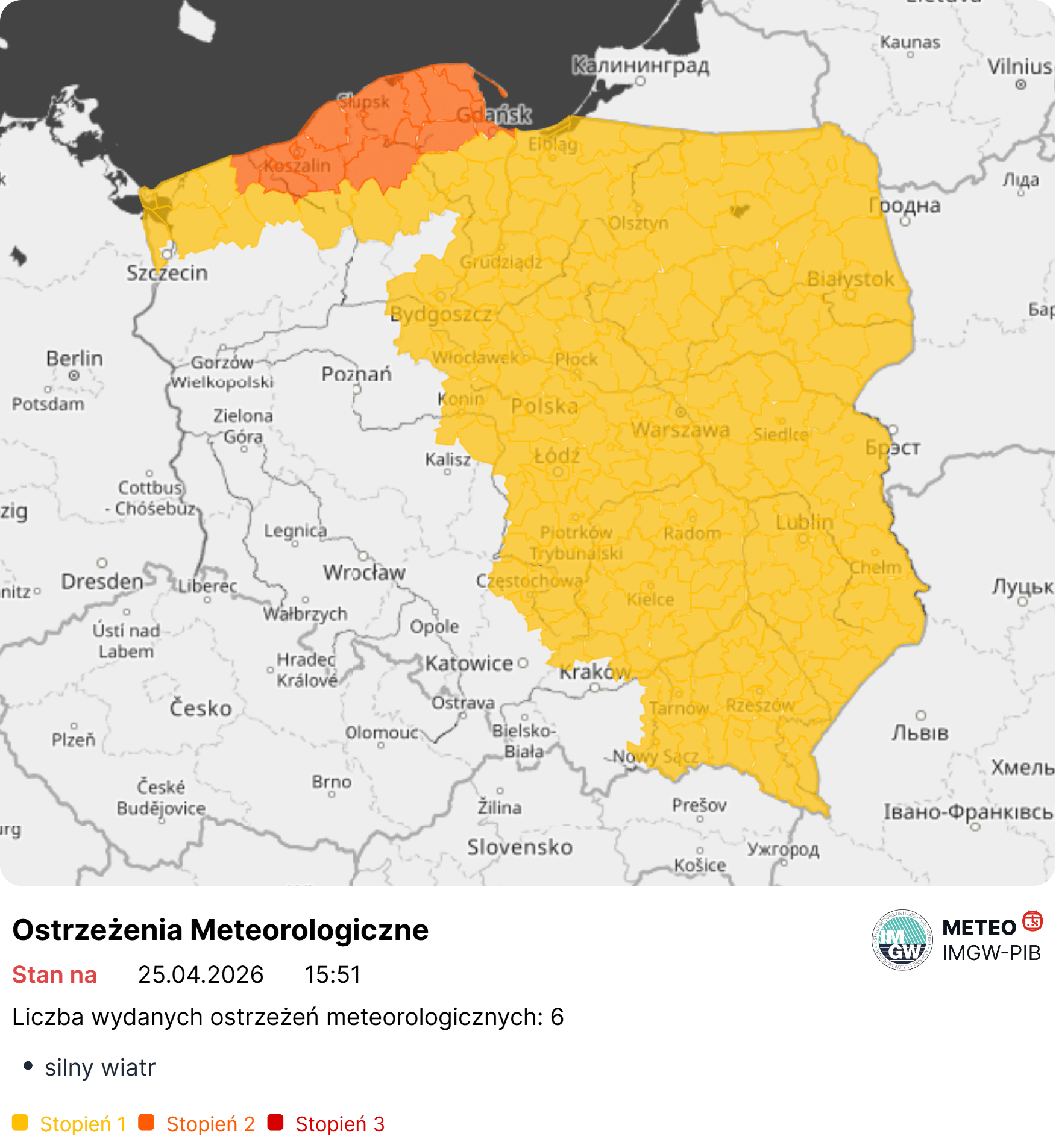 IMGW ostrzega przed silnym wiatrem. Wydano ostrzeżenia dla części województw
