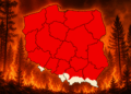 Cała mapa na czerwono. Duże zagrożenie pożarowe w lasach