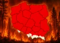 Cała mapa na czerwono. Duże zagrożenie pożarowe w lasach