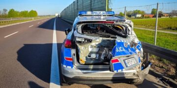 Wypadek na S12. Policjant trafił do szpitala