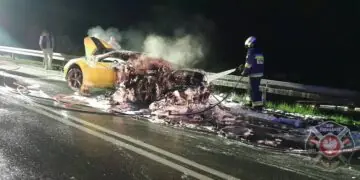 Pożar sportowego Chevroleta na DK75