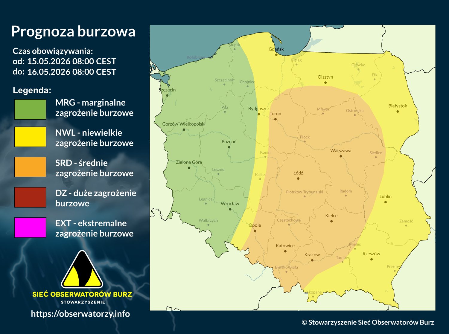SOB: Piątek z dynamiczną aurą i silnymi burzami