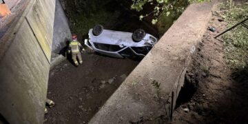 Wypadek w Lubatówce. Samochód w rzece, cztery osoby w szpitalu