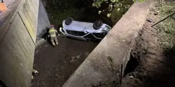 Wypadek w Lubatówce. Samochód w rzece, cztery osoby w szpitalu