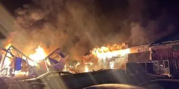 Pożar budynków gospodarczych w Iskaniu