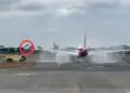 Salut wodny zakończony uszkodzeniem nowego Airbusa